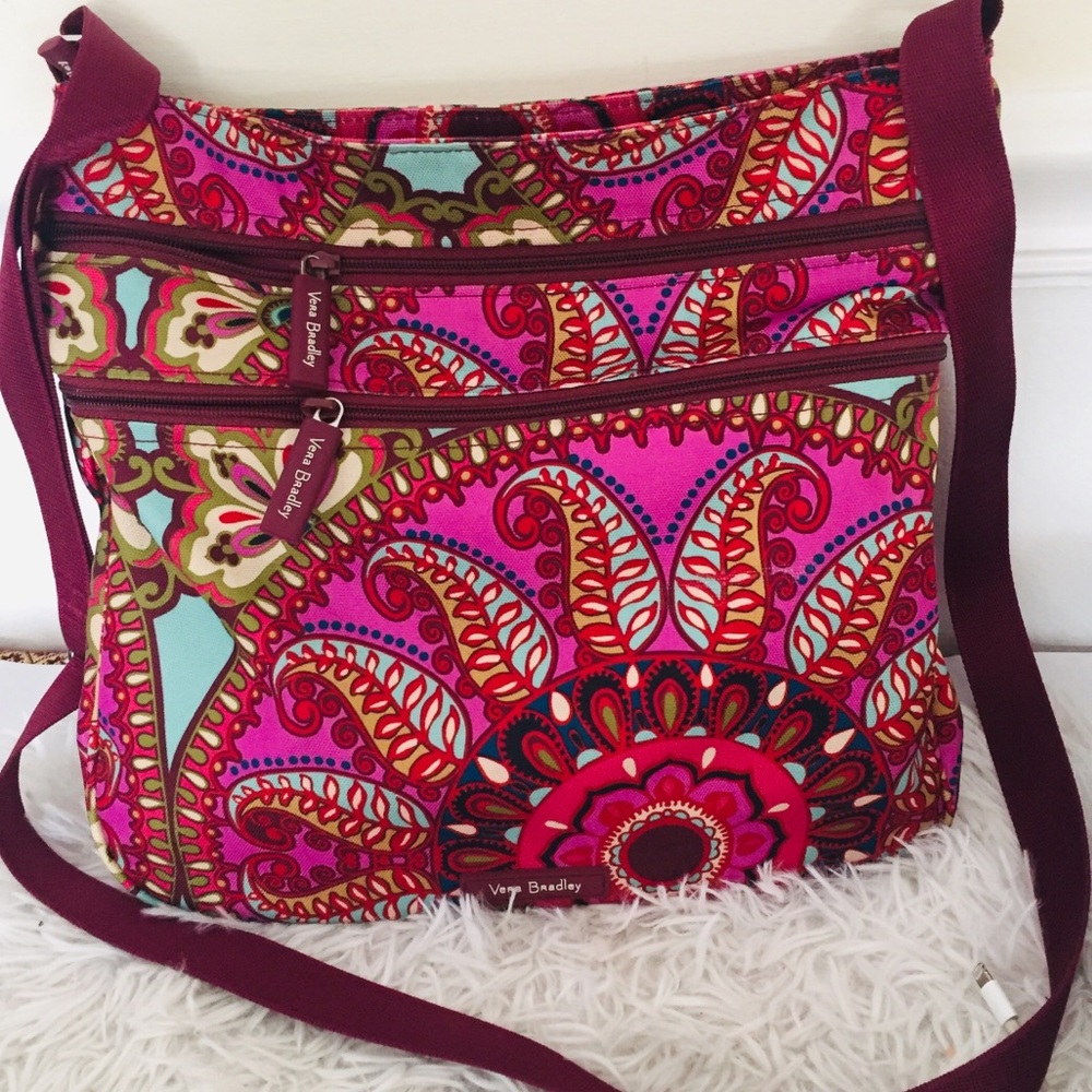 Vera Bradley Paisley 3 Zip Hipster Crossbody Bag